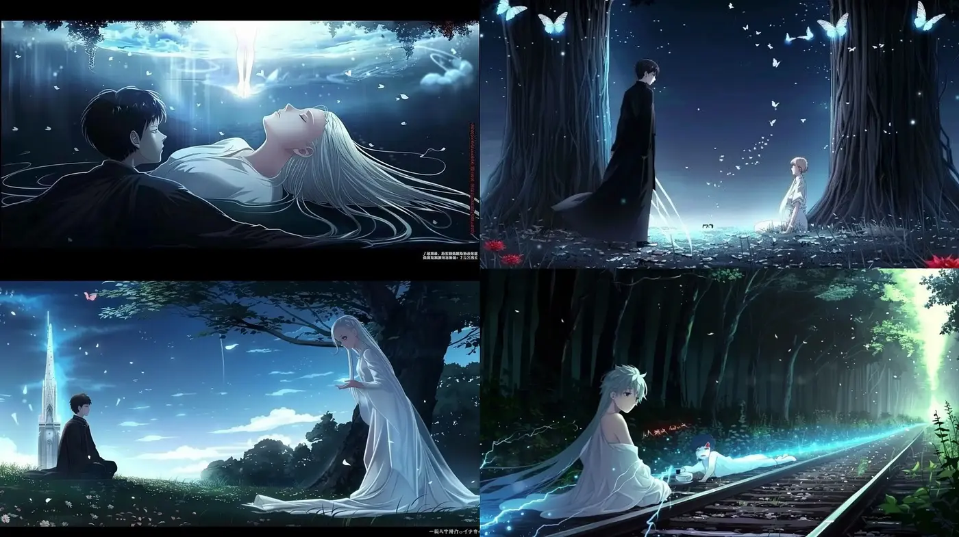 Ethereal Enchantment: A Dreamlike Divergence in Luminous and Shadowy Hues - Midjourney sref style