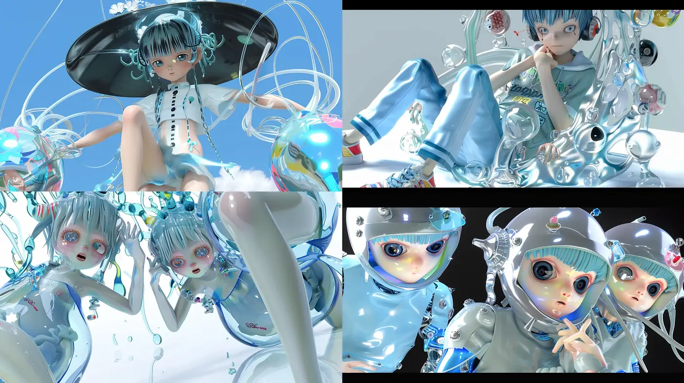 Luminous Aquatic Dreamscape: A Synthesis of Translucent Anime Fantasy - Midjourney sref style