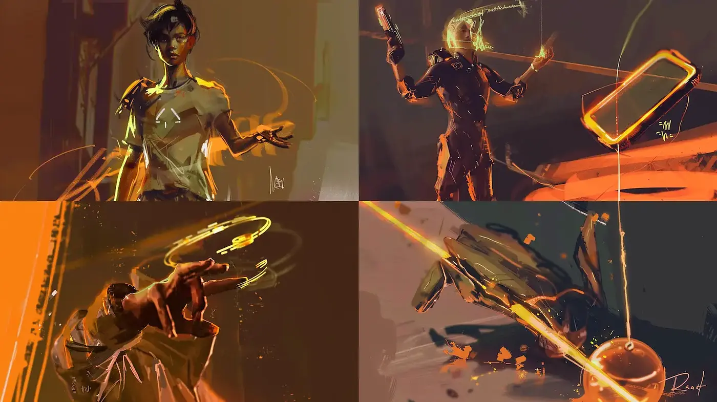 Dynamic and Futuristic Art Style with a Focus on Movement and Energy - Midjourney sref style