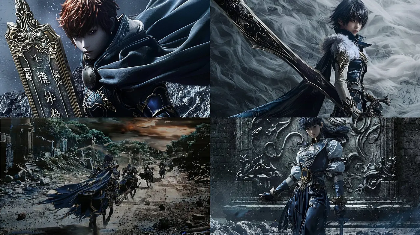 Ethereal Monochrome Dreamscape: A Homage to Fantastical Realms and Heroic Elegance - Midjourney sref style