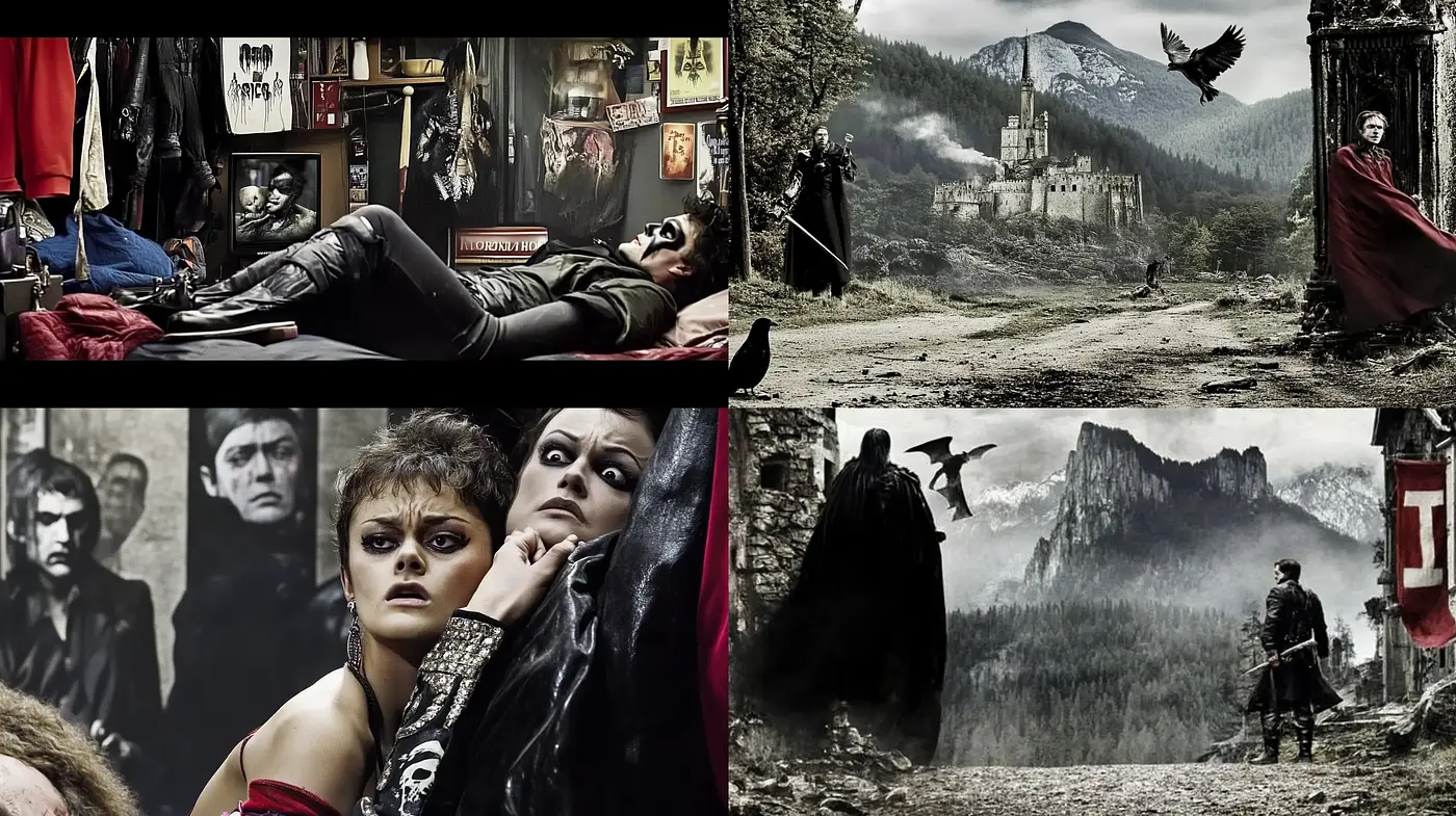 Gothic Revival: A Dark Cinematic Symphony in Visual Art - Midjourney sref style