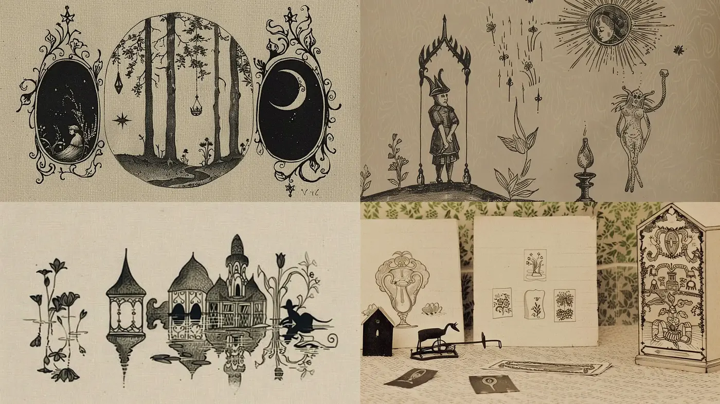 Antique Storybook Illustration Enchantment - Midjourney sref style