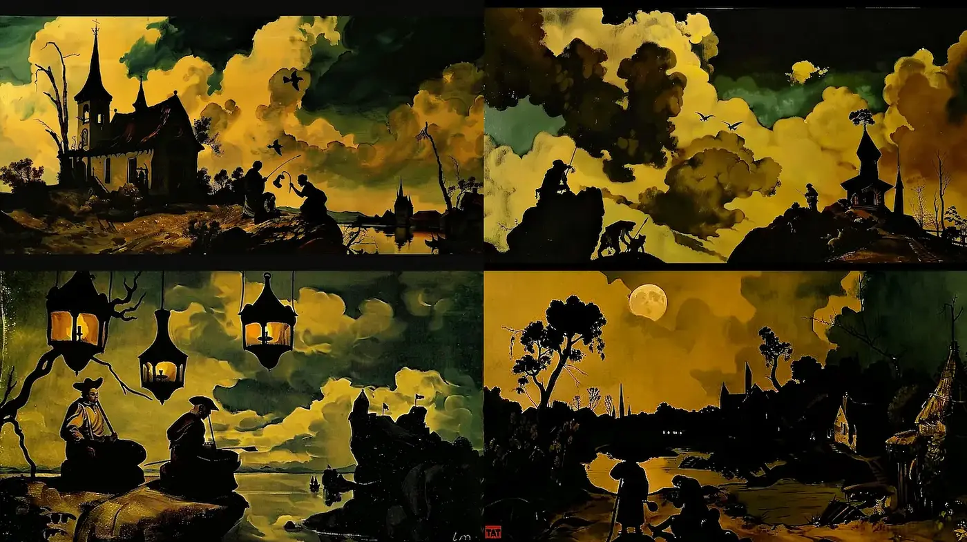 Mysteriously Atmospheric Art with a Dark Fantasy Essence - Midjourney sref style