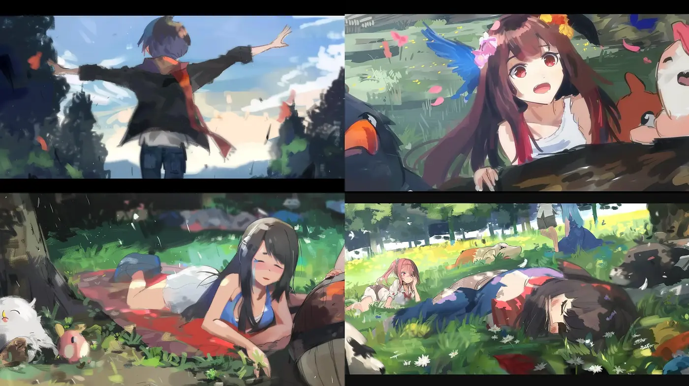Whimsical Anime-Inspired Digital Brushwork Capturing Serene Outdoor Scenes - Midjourney sref style