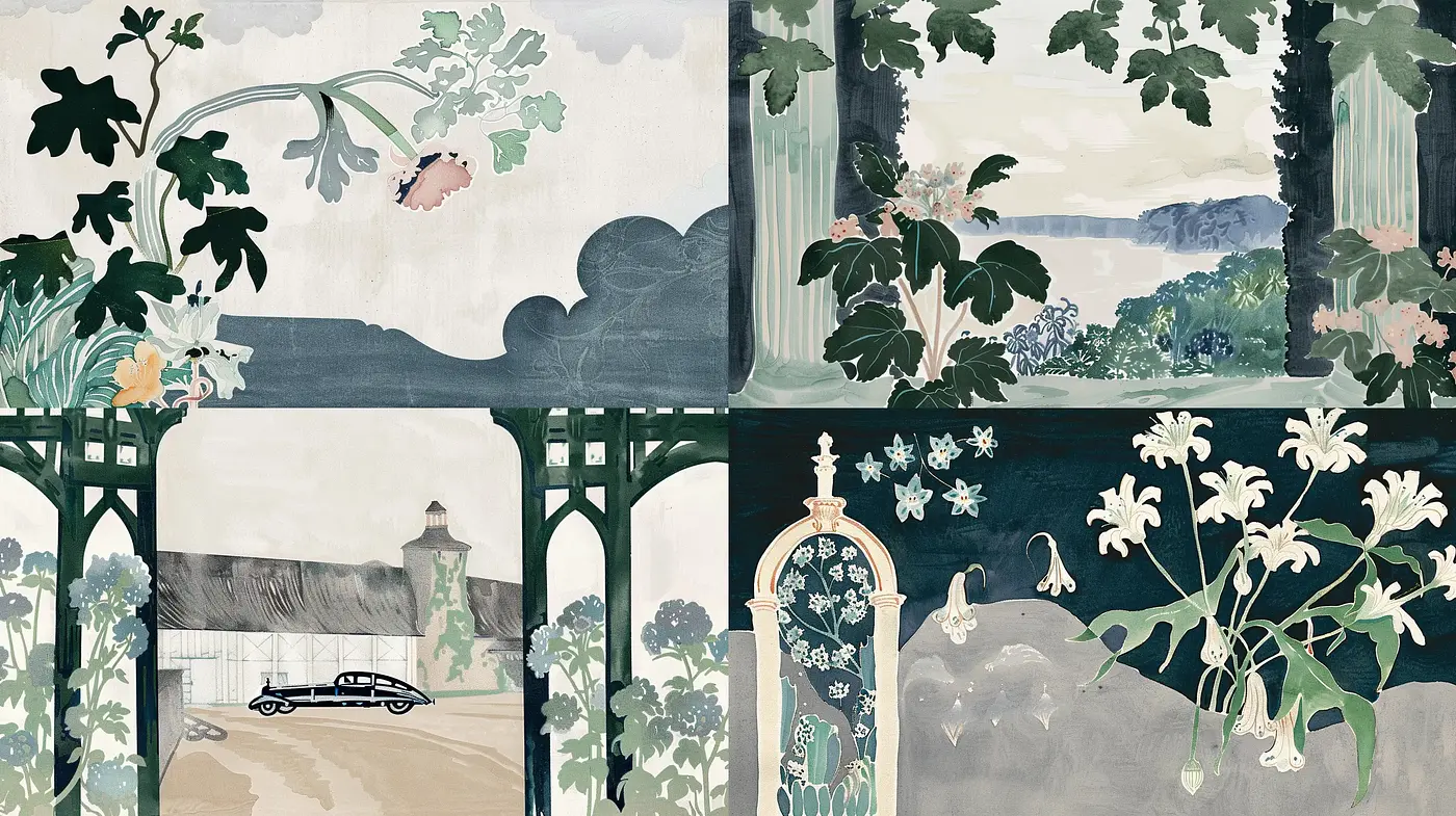Ethereal Botanical Elegance in Muted Tones - Midjourney sref style