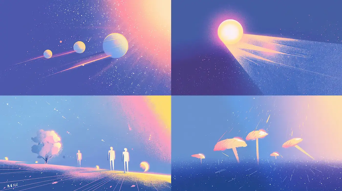 Surreal Cosmic Dreamscapes with a Touch of Whimsy - Midjourney sref style