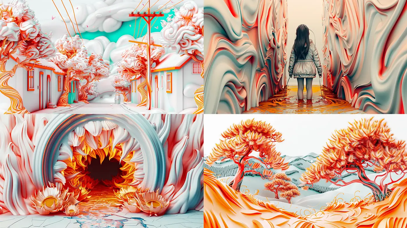 Surreal Dreamscape in Swirling Pastel Hues - Midjourney sref style
