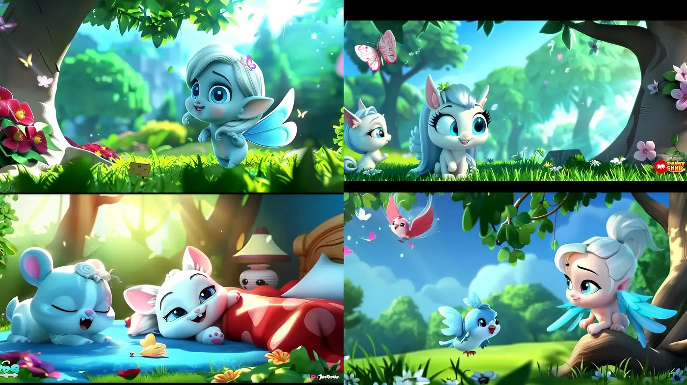 Enchanted Forest Whimsy: A Digital Pastel Dreamscape in Animation Style - Midjourney sref style