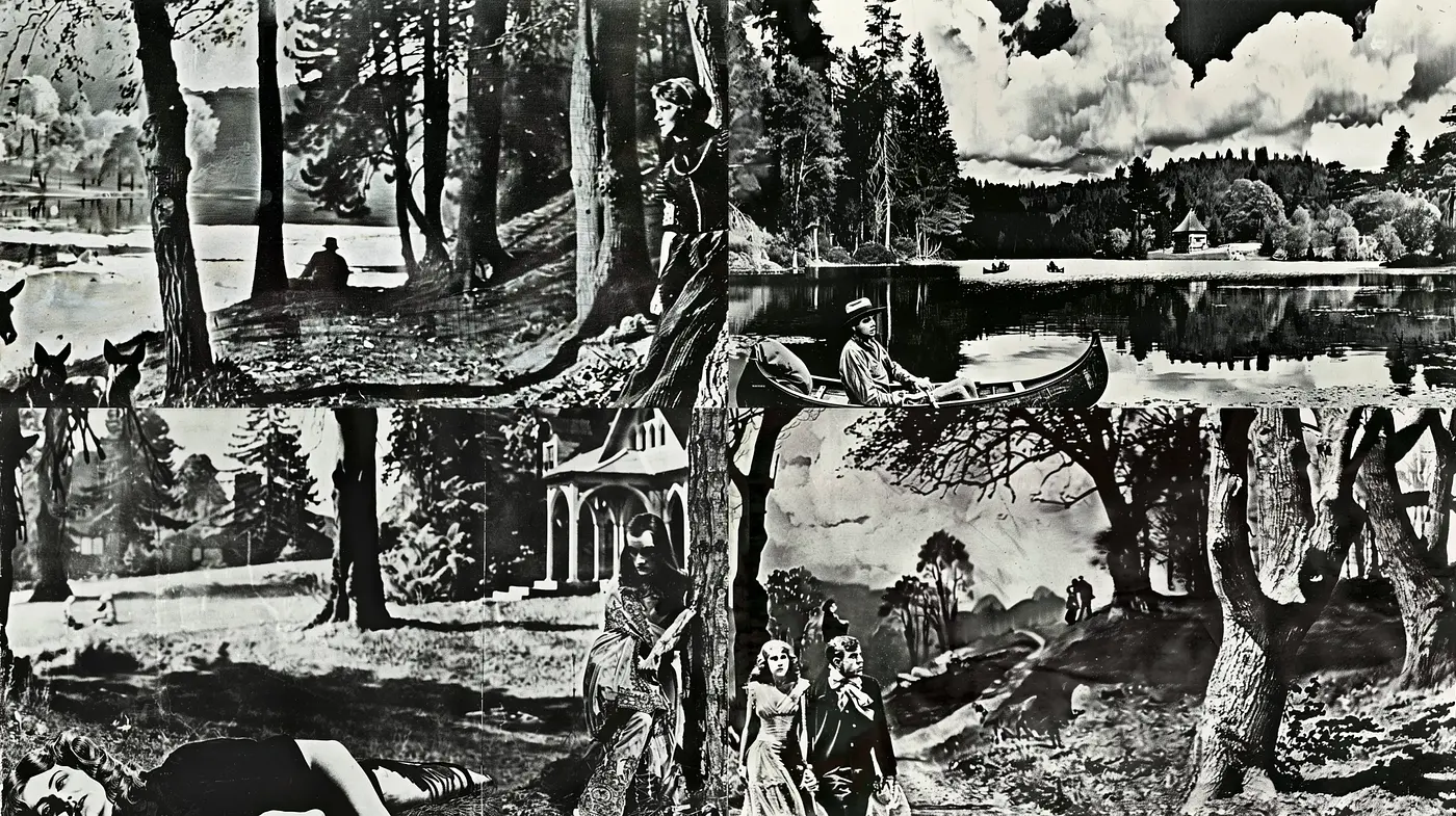 Monochromatic Pastoral Reverie in Stippled Textures - Midjourney sref style