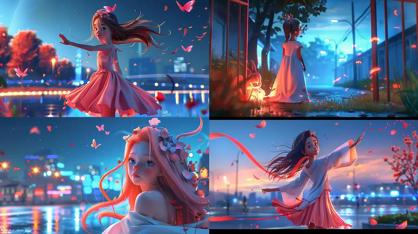Dreamlike Fantasy with Ethereal Elements in a Whimsical Setting - Midjourney sref style