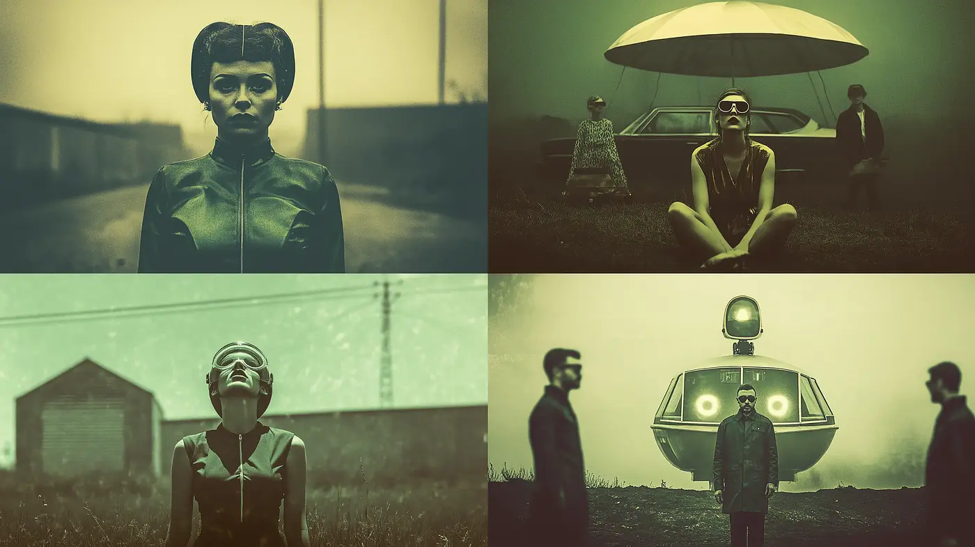 Ethereal Sci-Fi Tableaus with a Retrofuturistic Essence - Midjourney sref style