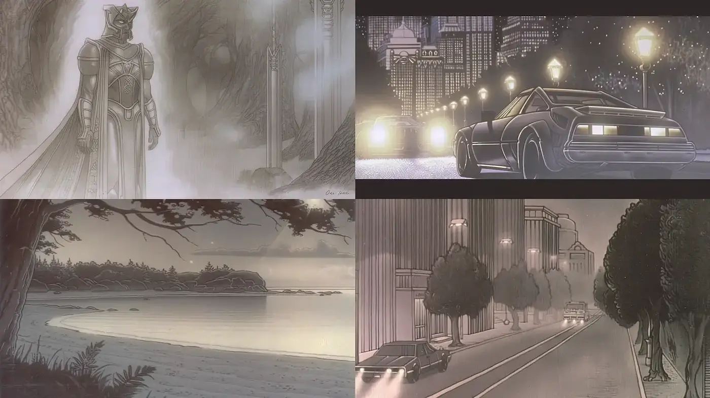Stylized Noir Illustrations with a Mystical Touch - Midjourney sref style