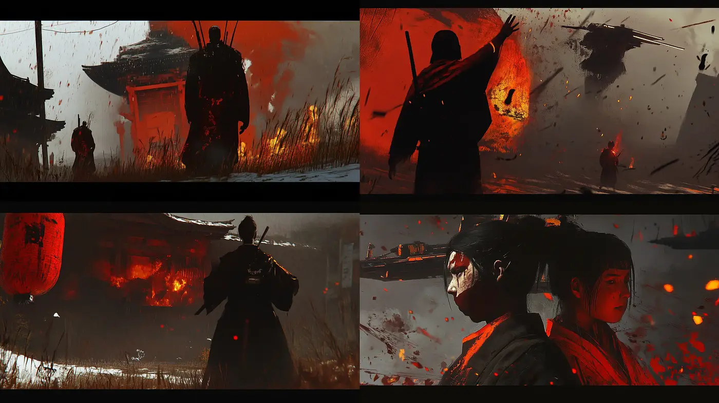 Dramatic Ember Hues: An Evocative Journey Through Fiery Textured Artscapes - Midjourney sref style