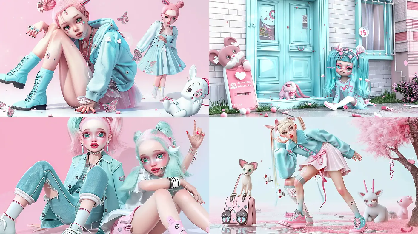 Candy-Colored Dreamscape: Surrealism Meets Modern Kawaii Aesthetic - Midjourney sref style