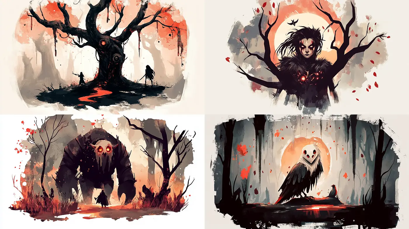 Ethereal Autumnal Fantasy: A Harmonious Blend of Warm Tones and Mythical Ambiance - Midjourney sref style