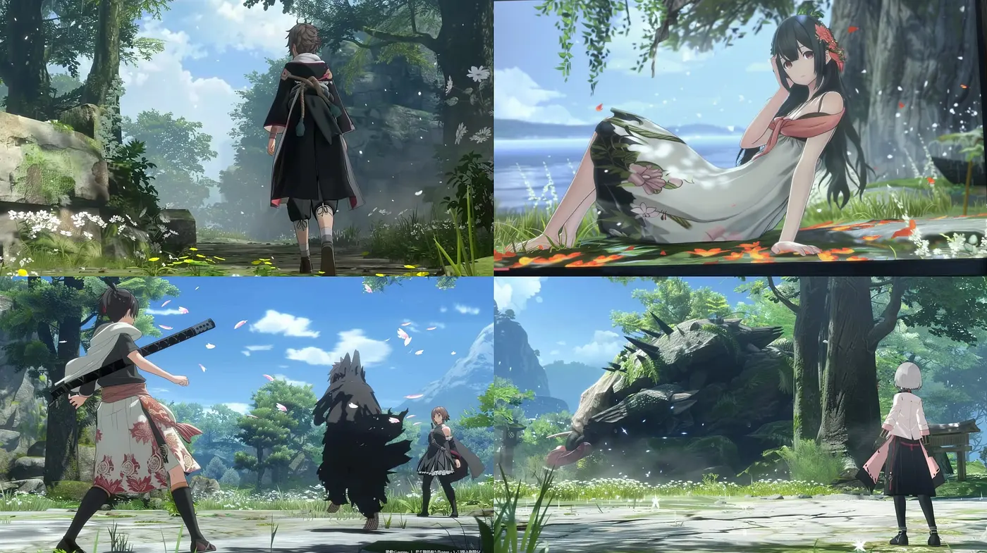 Ethereal Anime Essence in Lush Pastel Environments - Midjourney sref style