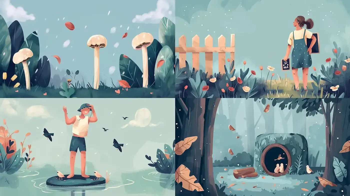 Whimsical and Dreamy Illustrations with Nature Themes - Midjourney sref style