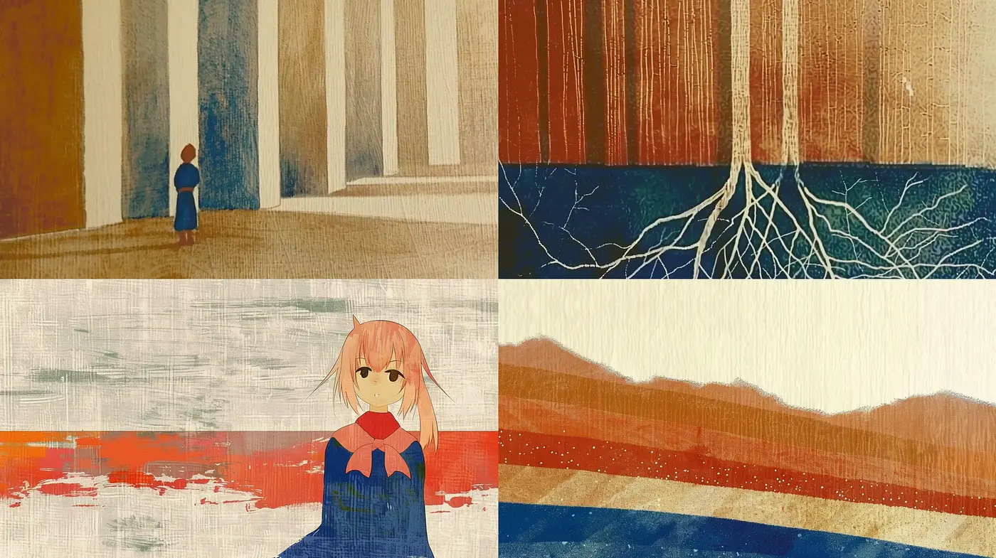 Abstract Textural Harmony with Weathered and Earthen Tones - Midjourney sref style