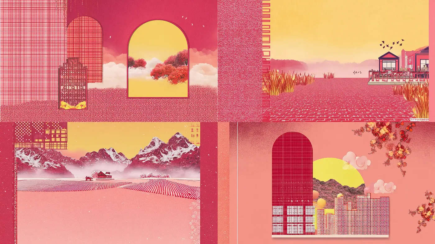 Harmonious Fusion of Vibrant Minimalism and Geometric Patterns - Midjourney sref style