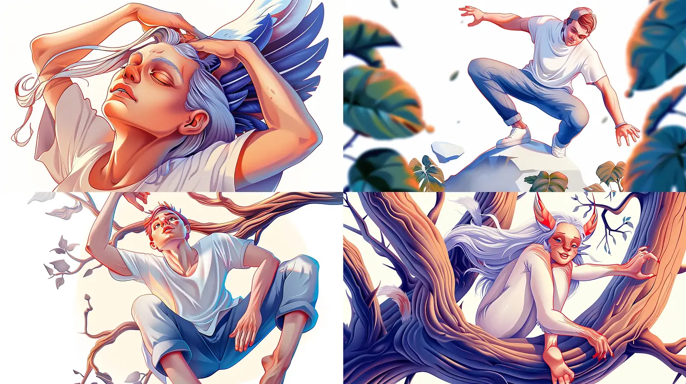 Ethereal Grace in Motion: A Study of Fluid Dynamics in Figurative Art - Midjourney sref style