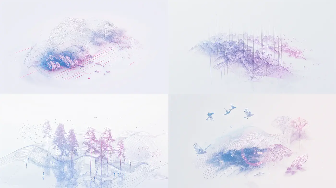 Ethereal Pastel Dreamscapes with Linework and Watercolor Hues - Midjourney sref style
