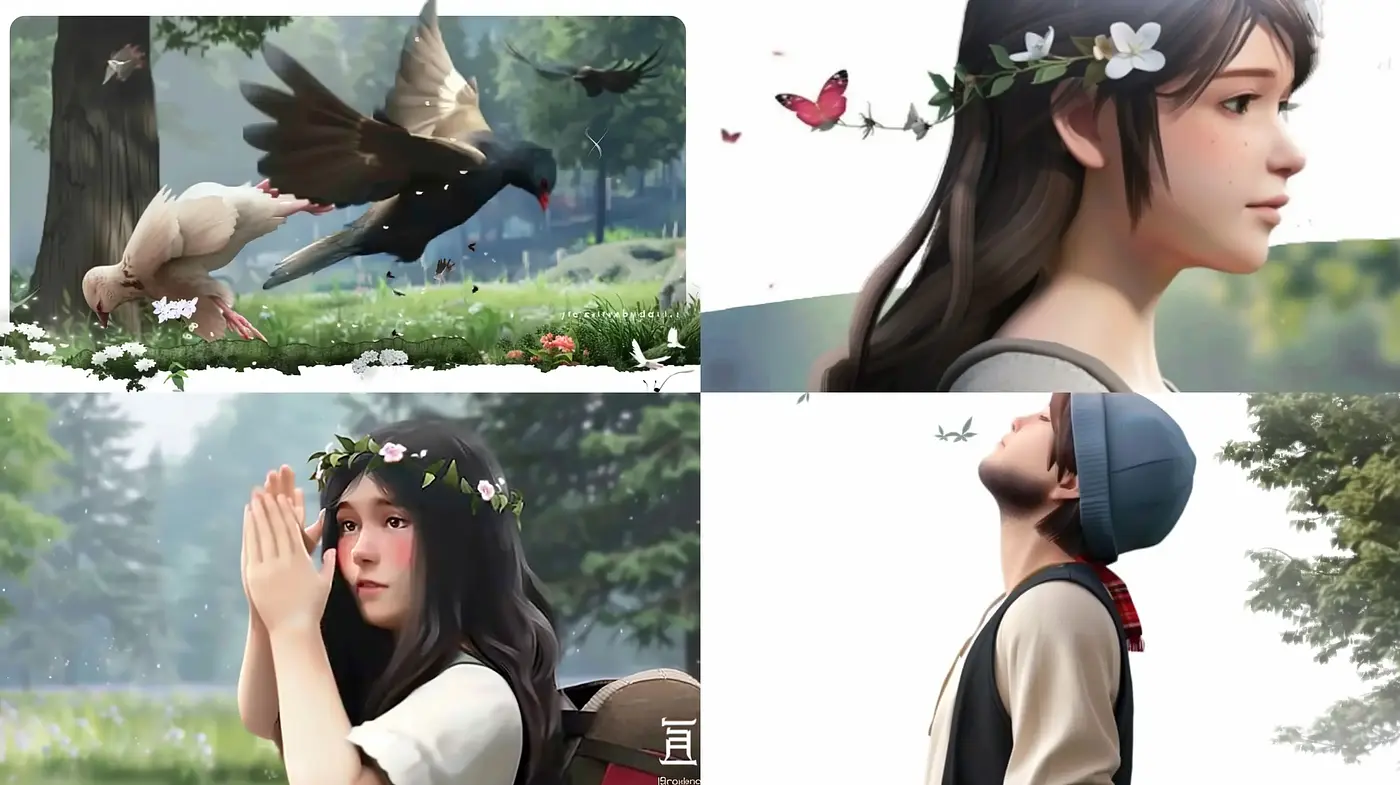 Serene Pastoral Digital Paintings with a Touch of Magic Realism - Midjourney sref style
