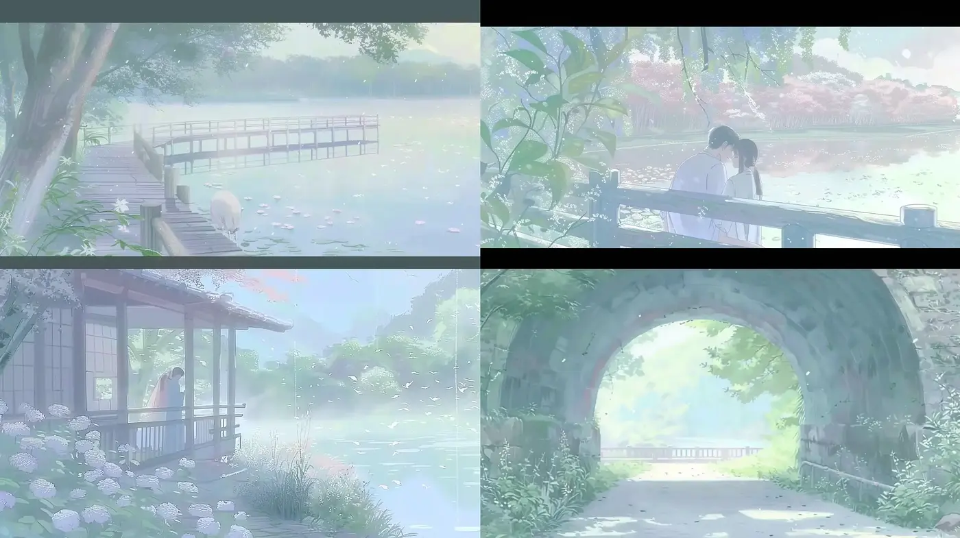 Serene Pastel Landscapes with a Dreamy Anime Essence - Midjourney sref style
