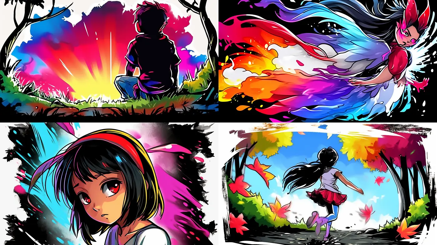 Vibrant Expressionist Dreamscape: A Cross-Media Fusion of Vivid Hues and Dynamic Brushwork - Midjourney sref style