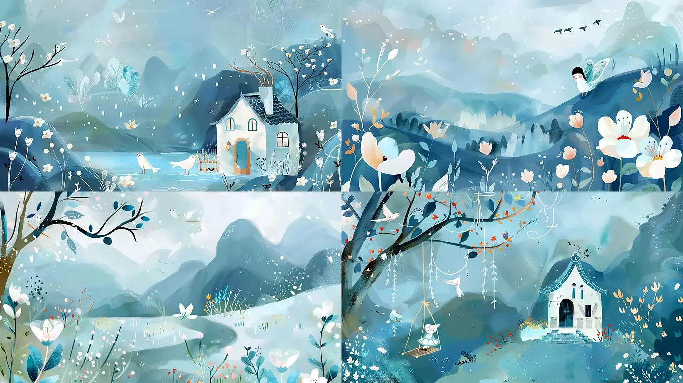 Enchanted Serenity: A Whimsical Pastel Landscape Series - Midjourney sref style