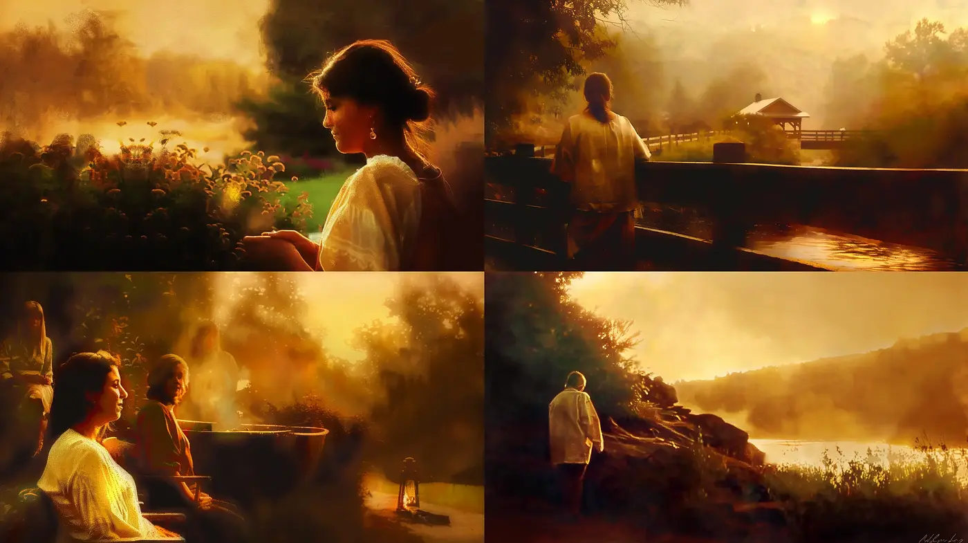 Luminous Twilight Nostalgia in Painterly Tones - Midjourney sref style