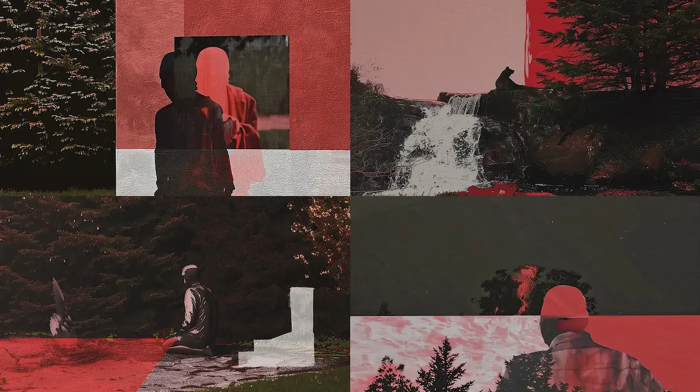Unique Abstract Collage with Nature Influences and Retro Aesthetic - Midjourney sref style