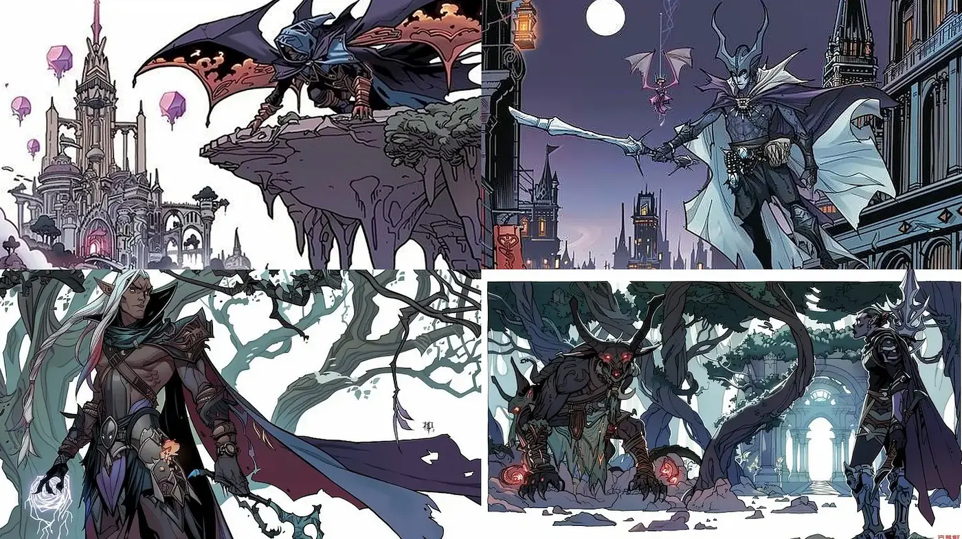Dark Fantasy Art with Strong Graphic Elements and Fantasy Themes - Midjourney sref style