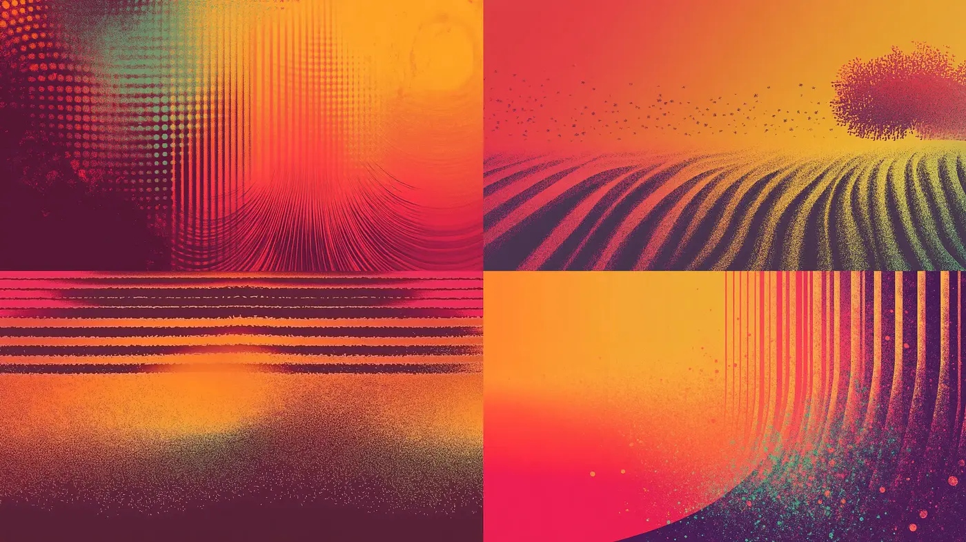Saturated Spectrum: A Medley of Vivid Dots and Lines Swirling in Warm Hues - Midjourney sref style