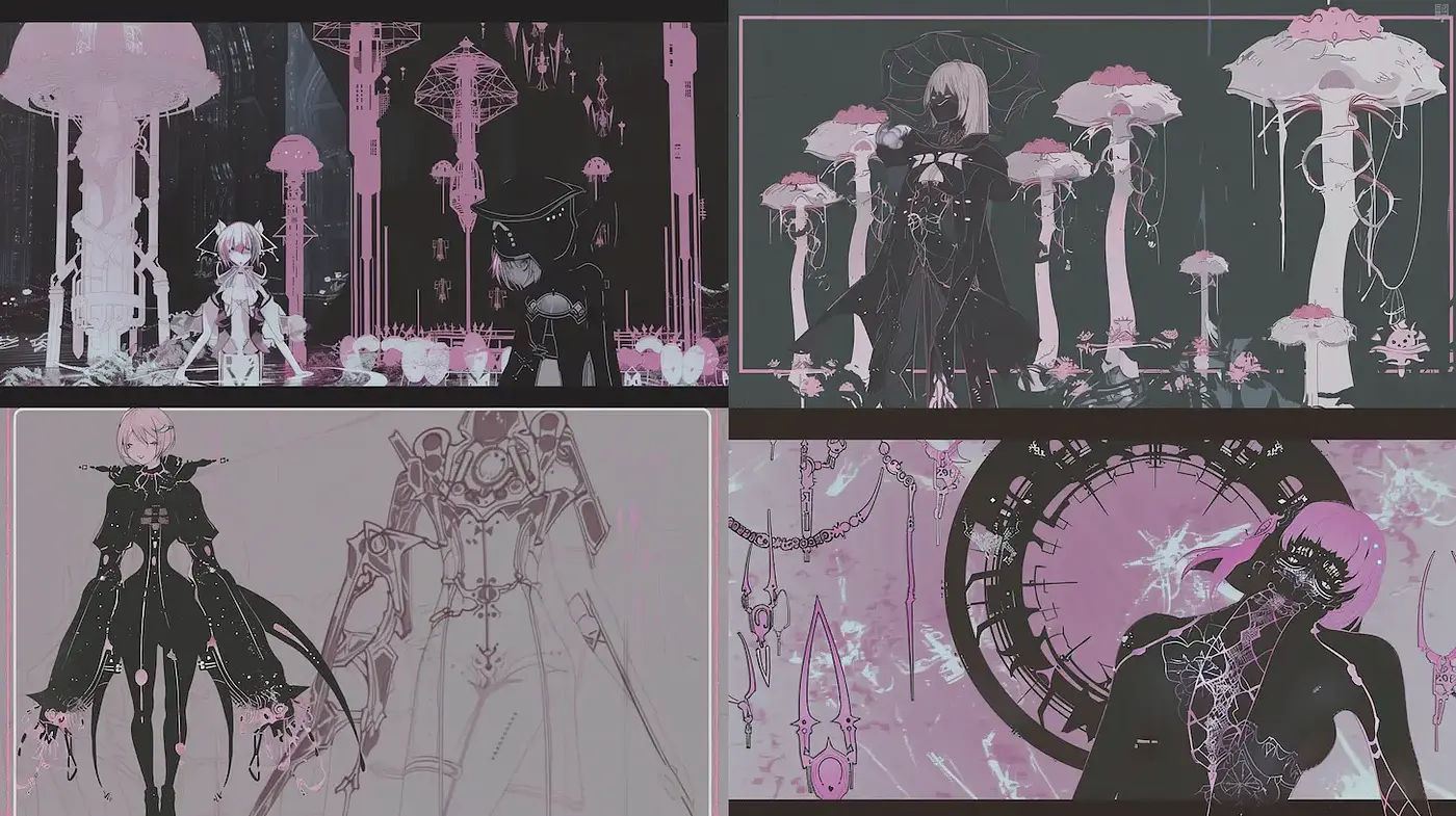 Futuristic and Ethereal Visual Landscape with Surreal Elements - Midjourney sref style