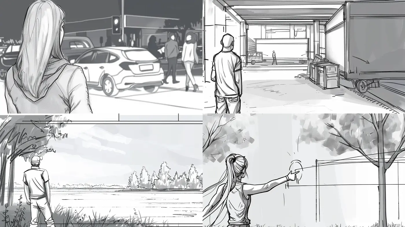 Monochromatic Sketchbook Vignettes: Contemporary Life in Pencil Strokes - Midjourney sref style