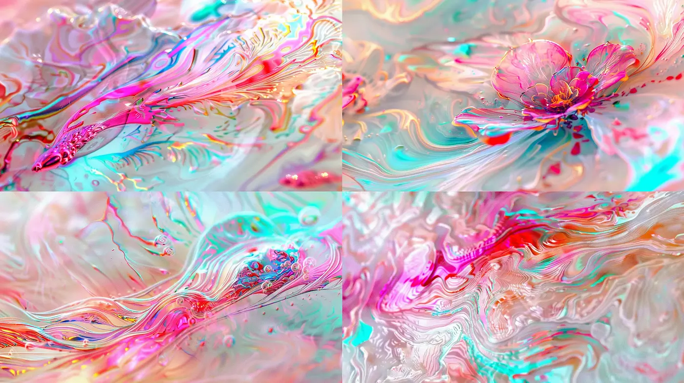 Ethereal Dreamscape of Flowing Hues and Fluid Textures - Midjourney sref style