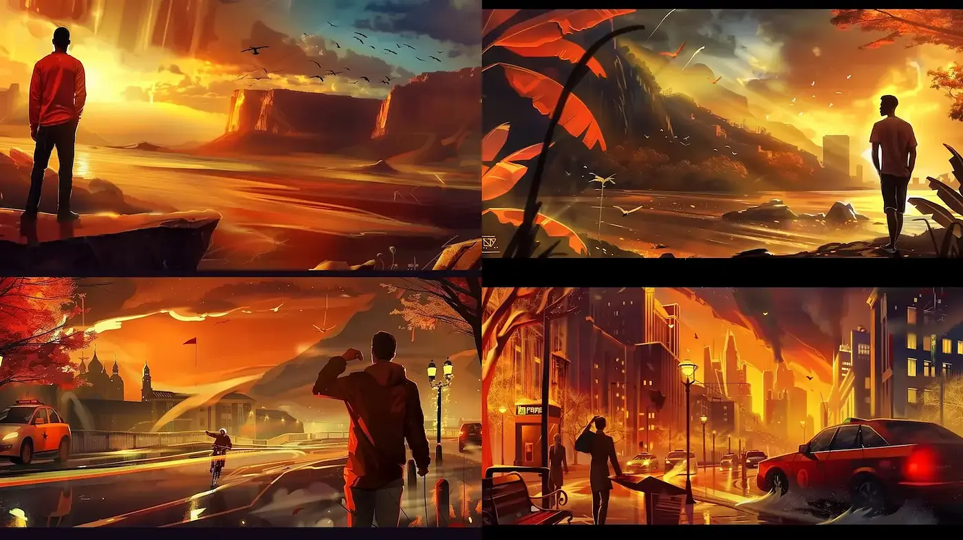 Dynamic Imagery with a Cinematic and Dramatic Atmosphere - Midjourney sref style