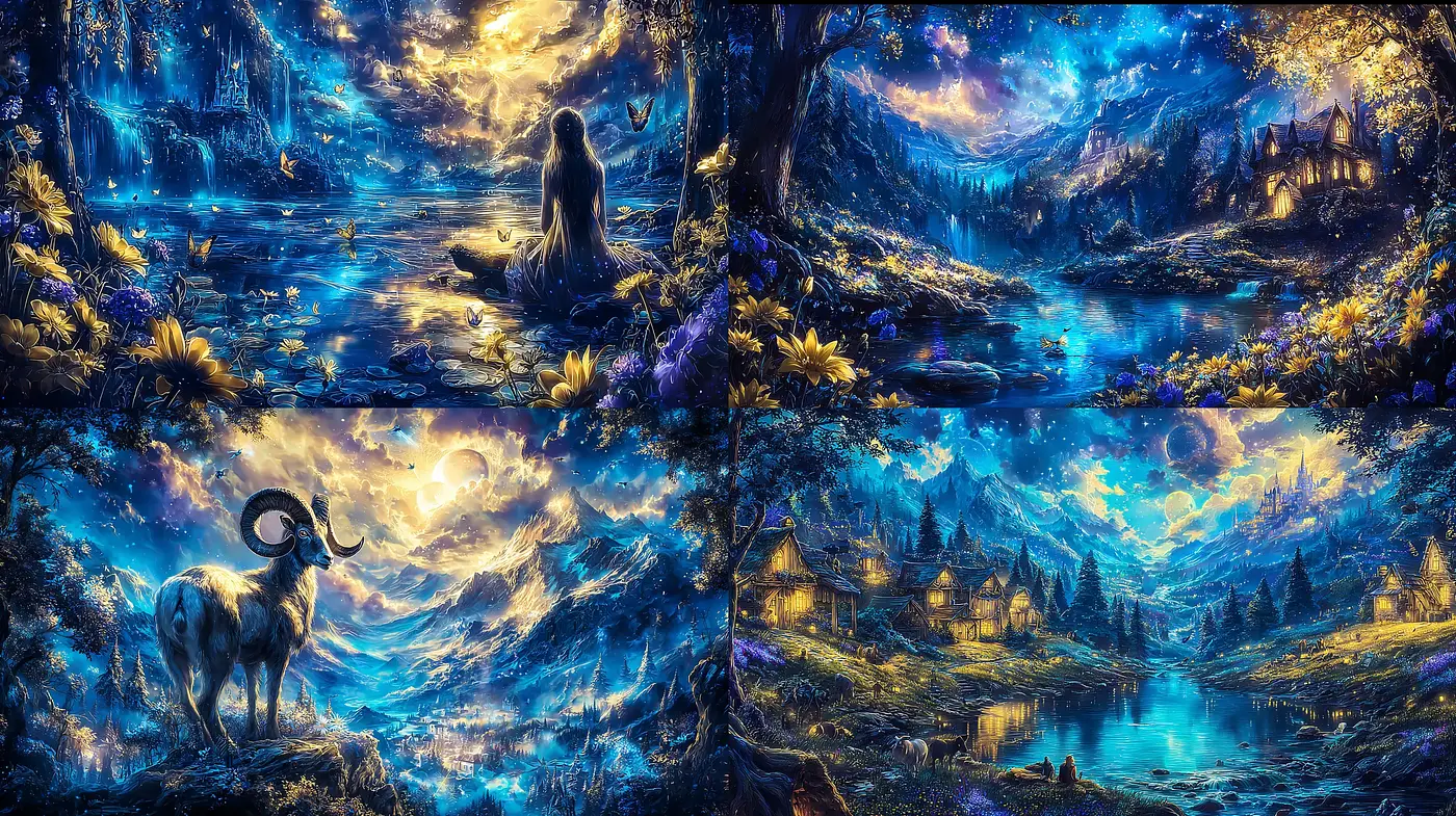Luminous Fantasy Landscapes with Dreamlike Elements - Midjourney sref style
