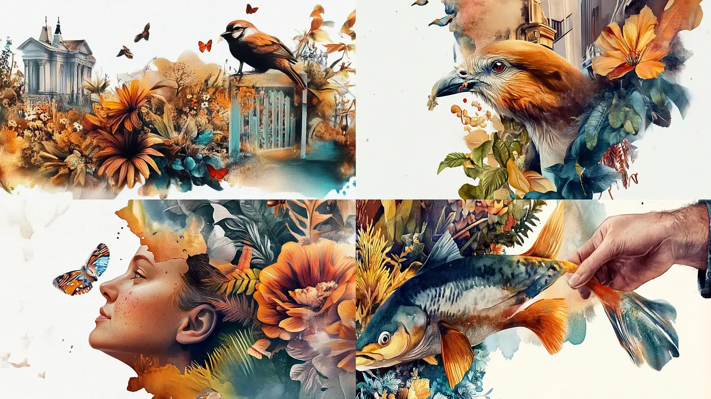 Ethereal Naturalism: A Fusion of Flora and Fauna with Surreal Undertones - Midjourney sref style