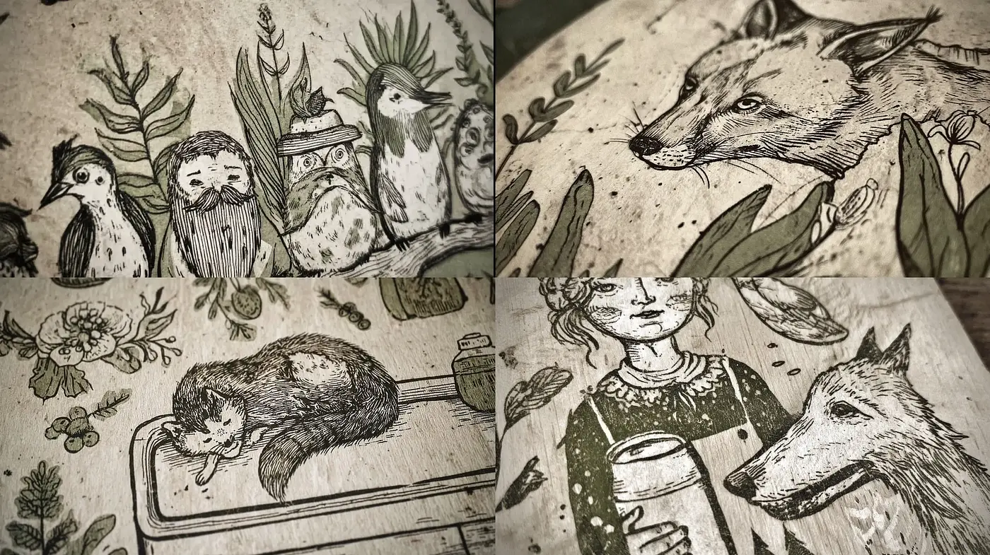 Whimsical Illustrations with Natural Elements and Organic Textures - Midjourney sref style