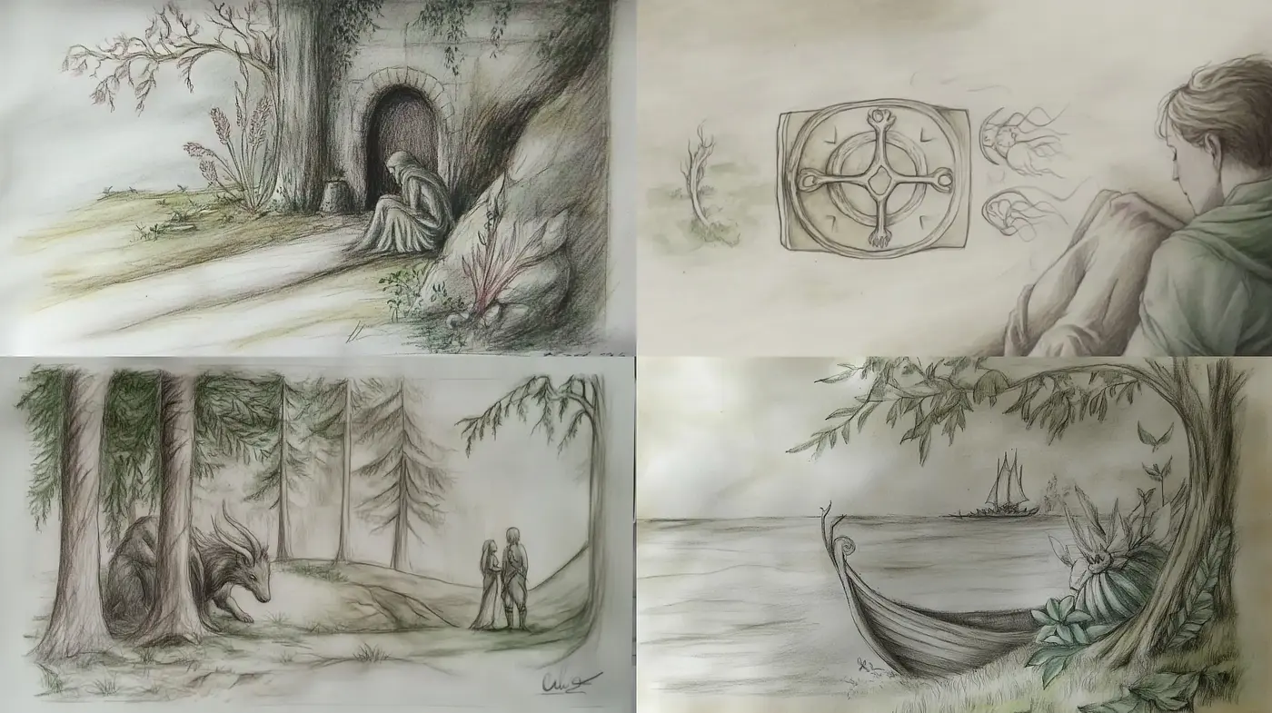 Whimsical Nature-Inspired Sketchbook Exploration - Midjourney sref style