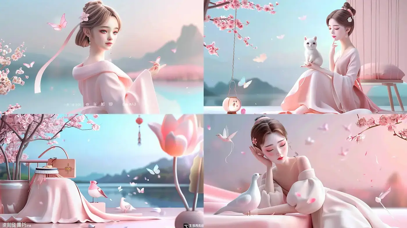 Elegant pastel dreamscape with a serene aura - Midjourney sref style