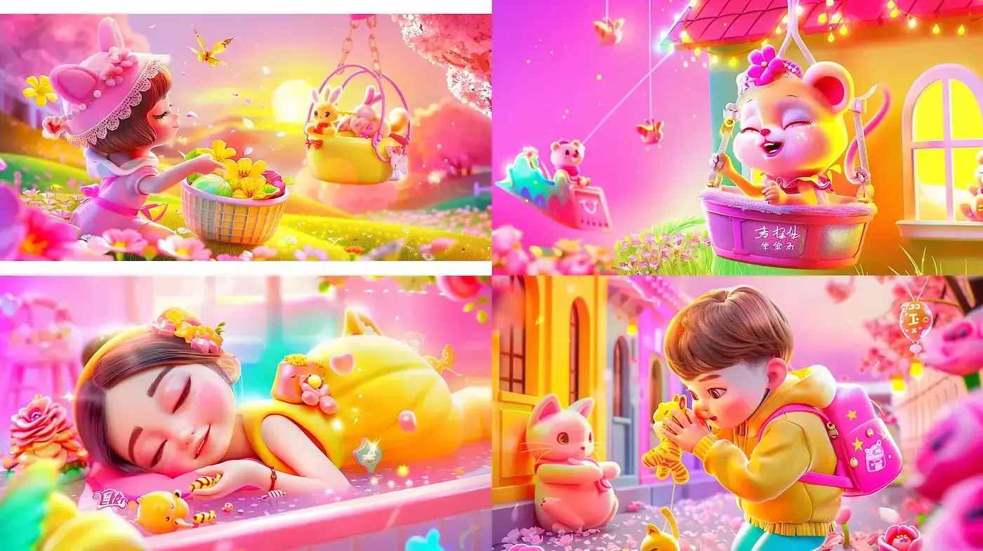 Whimsical and Vibrant Illustrations with a Playful Aesthetic - Midjourney sref style