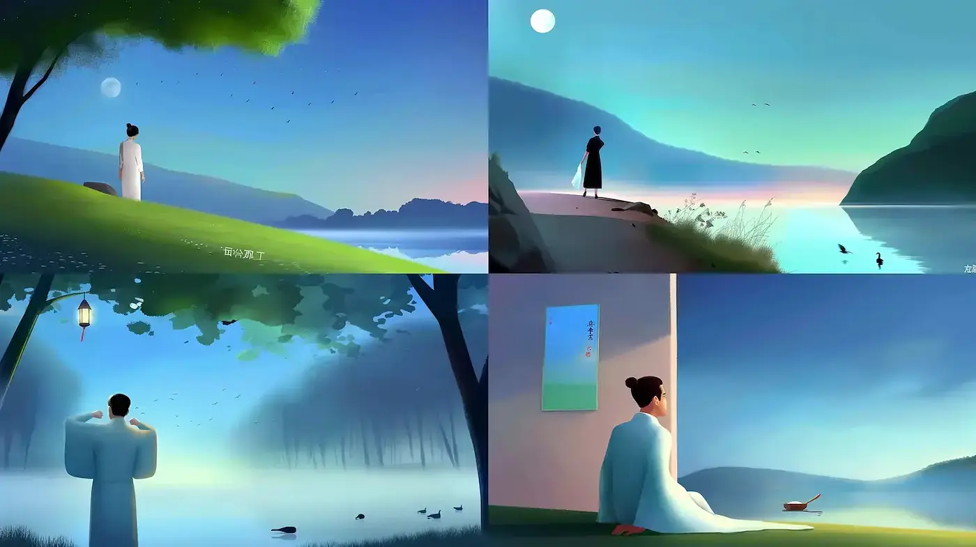 Serene and Ethereal Landscape Illustrations with Soft Color Palettes - Midjourney sref style
