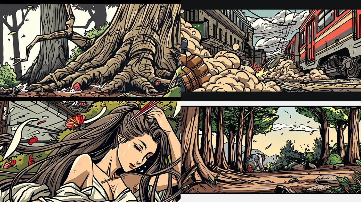 Vibrant Graphic Novel Elegance with Nature-Inspired Hues - Midjourney sref style