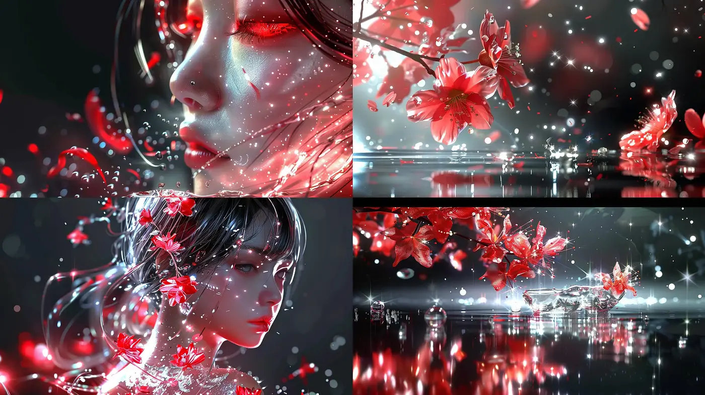 Luminous Cybernetic Sakura: A Digital Fusion of Nature and Technology - Midjourney sref style