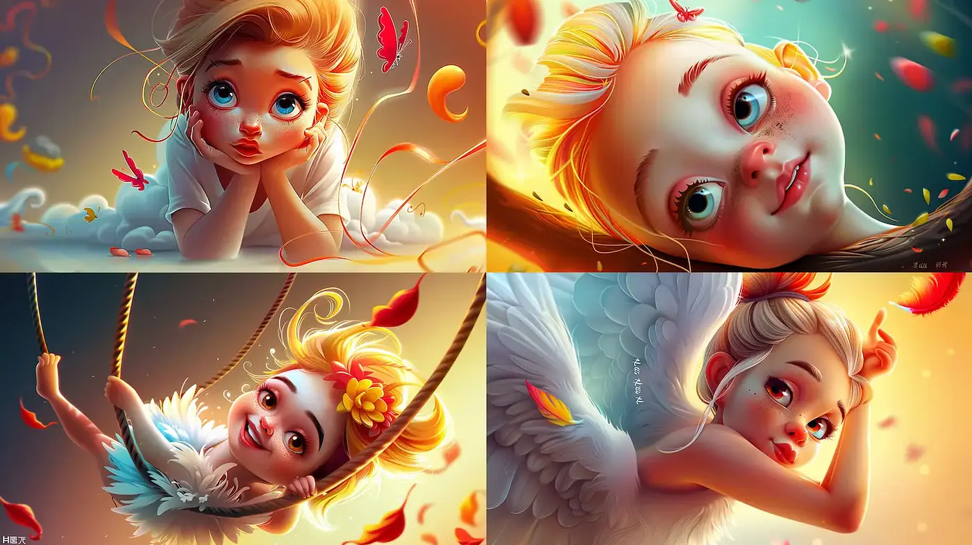 Playful and whimsical digital illustrations with a dreamy quality - Midjourney sref style