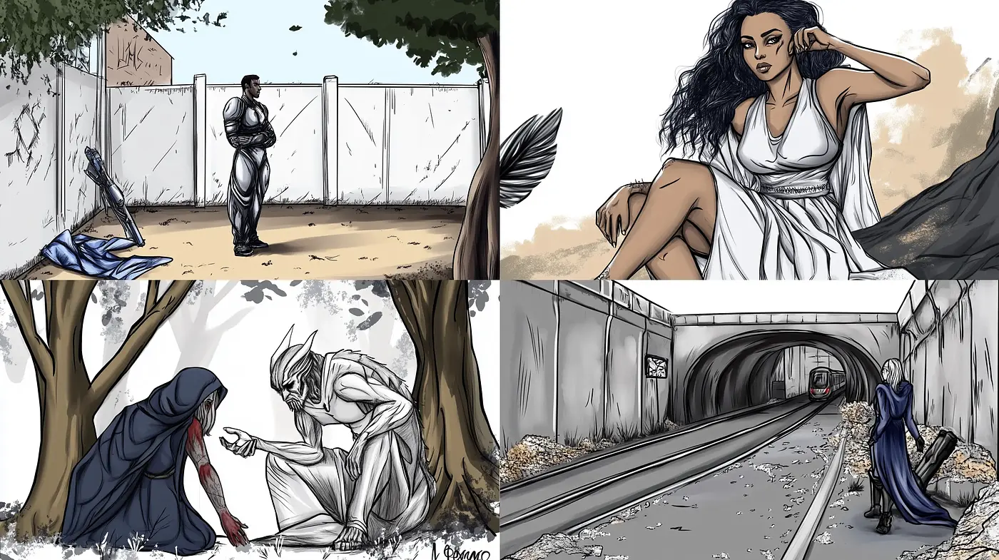 Elegant Graphic Novel Illustrations with a Contemporary Ethereal Touch - Midjourney sref style