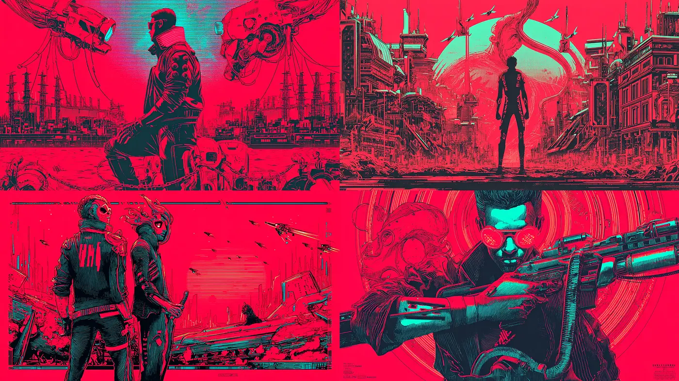 Futuristic Cyberpunk Aesthetic with Bold Color Combinations - Midjourney sref style