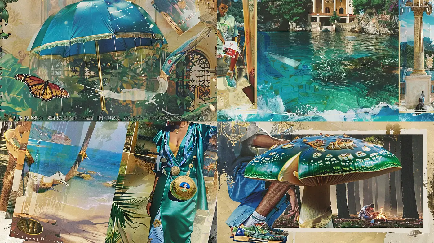 A Midjourney Style - Eclectic Textured Collage with Postmodern Undertones
